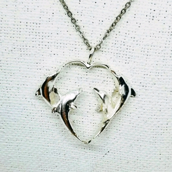 NF * Necklace Jumping Dolphin Pendant - Picture 1 of 3